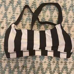 Lulu Lemon black and white striped sports bra